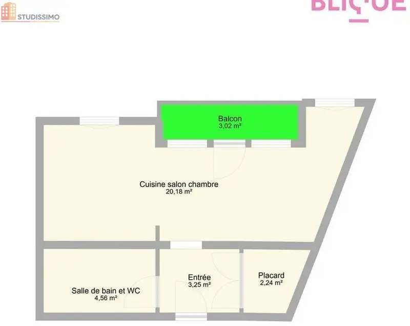 Studio 29m² Vandoeuvre-lès-Nancy - 2e étage, DPE D - Photo 3