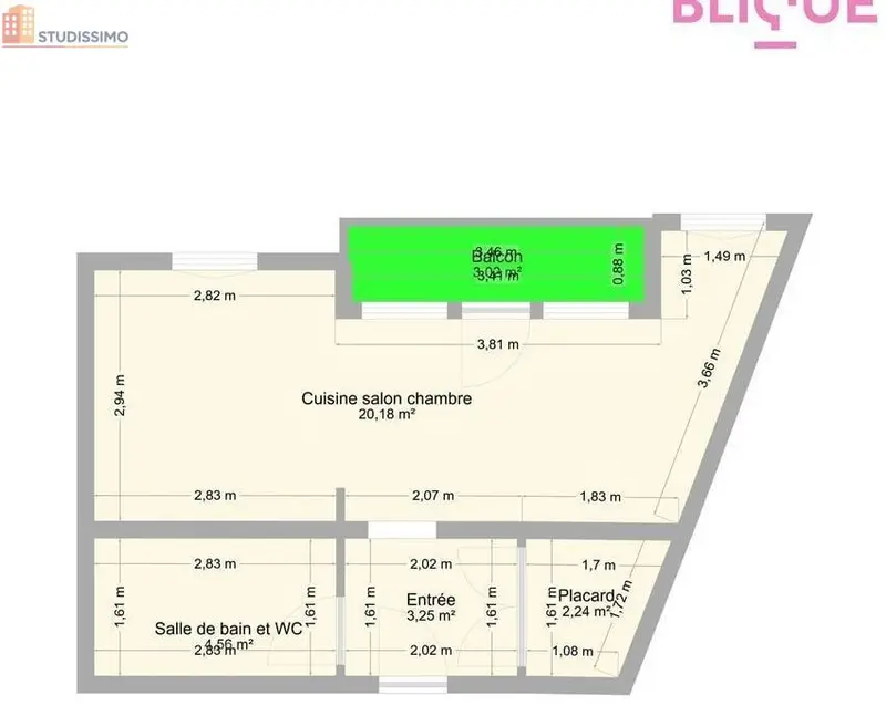 Studio 29m² Vandoeuvre-lès-Nancy - 2e étage, DPE D - Photo 1