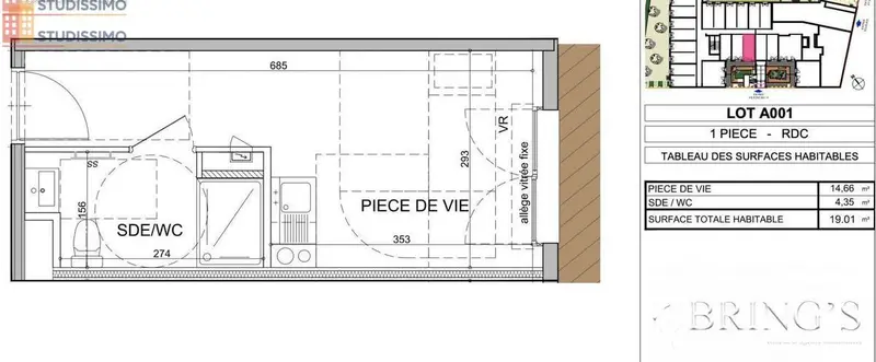 Studio 19m² Vandoeuvre-lès-Nancy - Aucun caractère mentionné - Photo 1