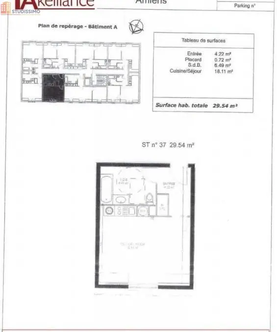 Studio meublé 29m² Amiens - Lumineux, dernier étage - Photo 1