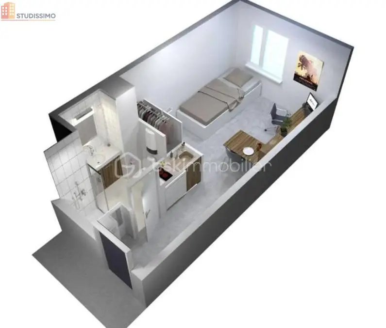 Studio 18m² Clermont-Ferrand 63000 - Étage 2/6, DPE C - Photo 1