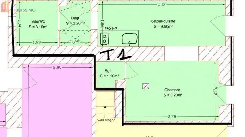 Studio 24m² Toulon 83200 - Exterieur, cave - Photo 1