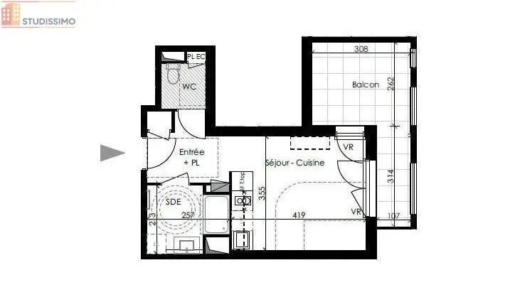 Studio 27m² Le Pontet - DPE B, 2e étage - Photo 3