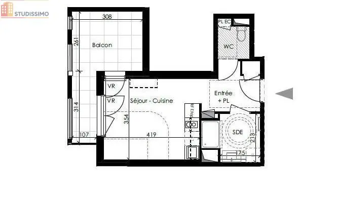 Studio 27m² Le Pontet - DPE B, 3e étage - Photo 2