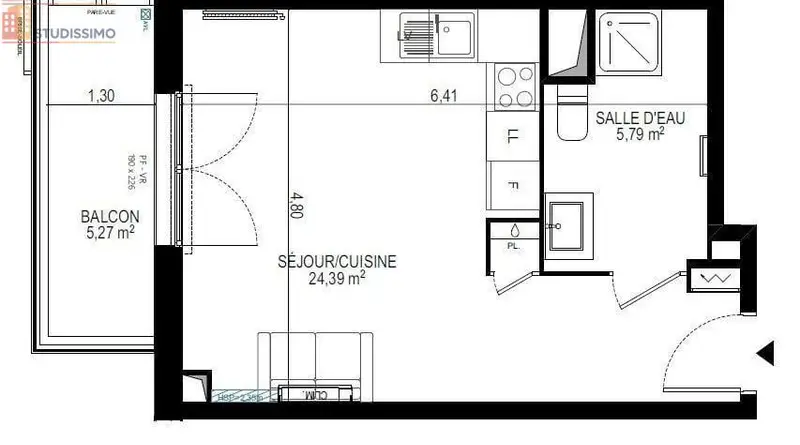 Studio meublé 30m² Monteux - DPE B, 4e étage - Photo 2