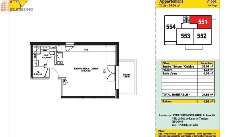 Studio 34m² Poitiers - lumineux - Photo 1