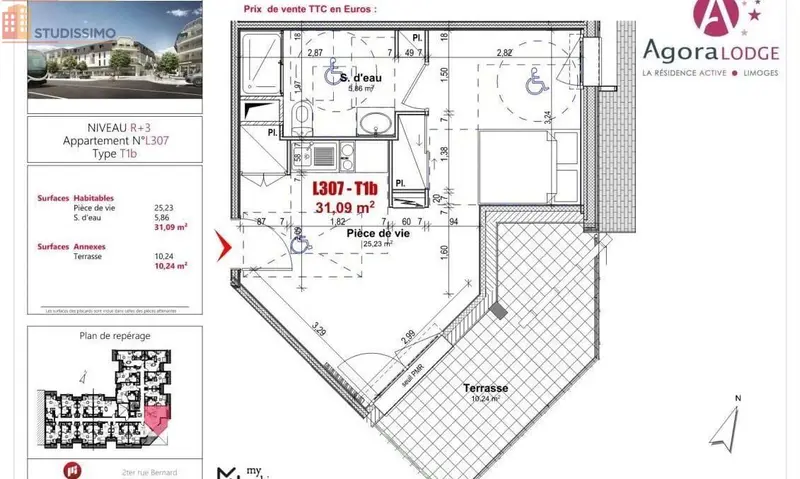 Studio 31m² Limoges - DPE B - Photo 1