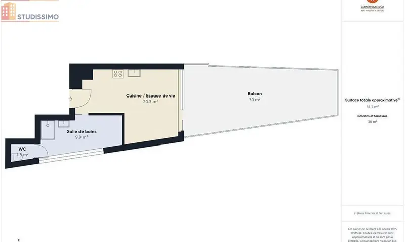 Studio 30m² Le Pontet - Lumineux, DPE C - Photo 1